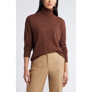 Nordstrom Women’s Cashmere Turtleneck Sweater Brown Size S NWT